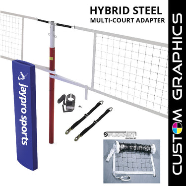 Hybrid Steel Volleyball Net Center Upright System with Custom Graphics (3 in. Floor Sleeve) - NFHS, NCAA, USVBA Compliant